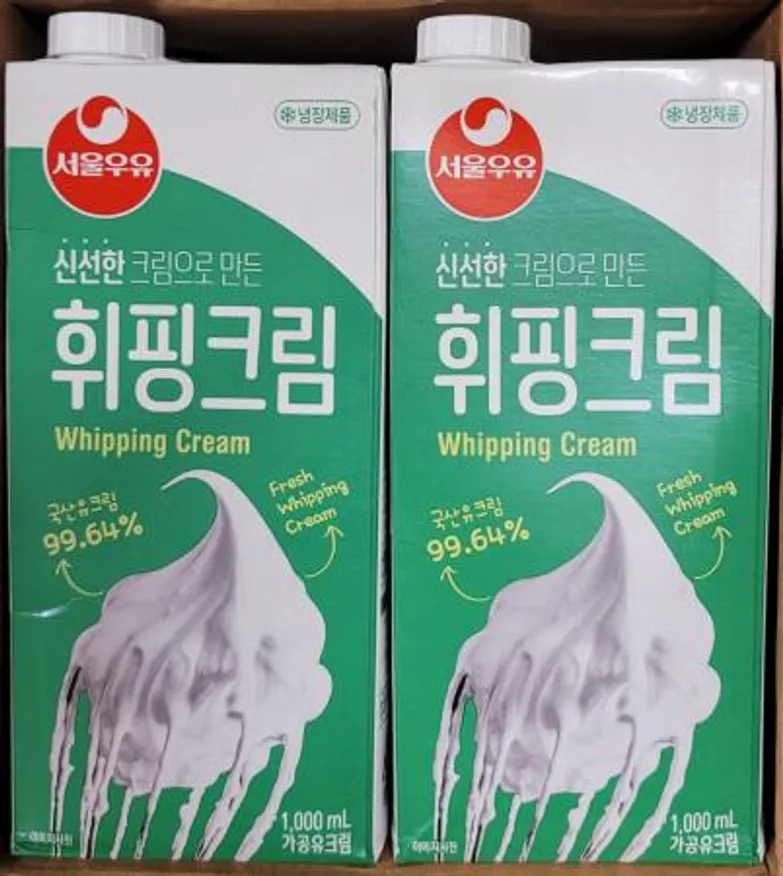 서울우유동물성휘핑크림1리터 국내산 이미지