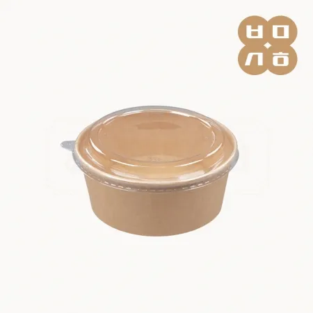 [LD]일회용 원형 크라프트 종이용기 RC-1300ml-165 300개 세트 [몸통+뚜껑]