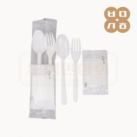 수저 포크 물티슈세트(백색/CP) 500개