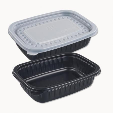 BU 사각 죽용기 소 흑색 500개세트 (몸통+뚜껑)