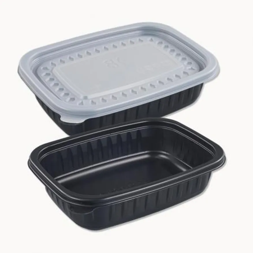 BU 사각 죽용기 소 흑색 500개세트 (몸통+뚜껑) 이미지