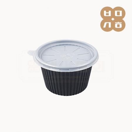 [EL]일회용 PP 국물용기 주름형 105파이 대(흑색) 반투명뚜껑 1000개 세트 [합포장]