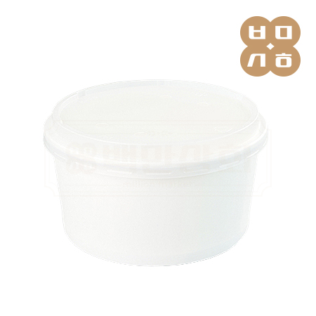 [배송지연] [PT] 일회용 1200CC 종이용기 무지 300개세트(뚜껑_AF반투명뚜껑)