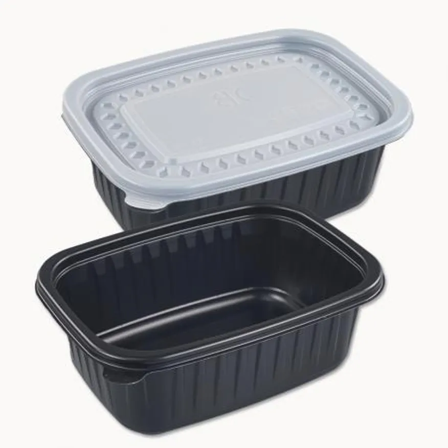 BU 사각 죽용기 대 흑색 500개세트 (몸통+뚜껑) 이미지