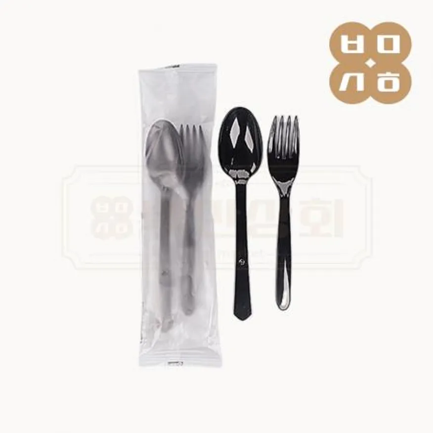 수저 포크세트(흑색/CP) 500개 이미지