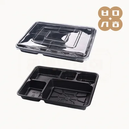 [JH] 도시락용기 5칸 흑색 HR-1구형 200개세트