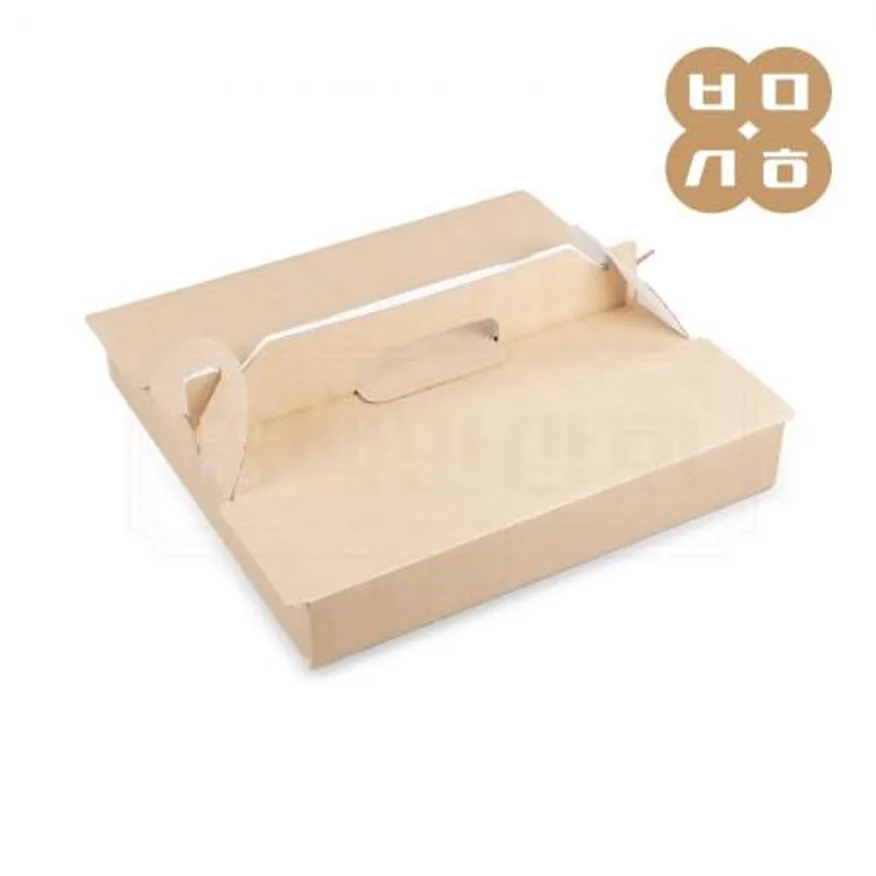 13인치 크라프트 피자박스 손잡이 100개 CN 이미지