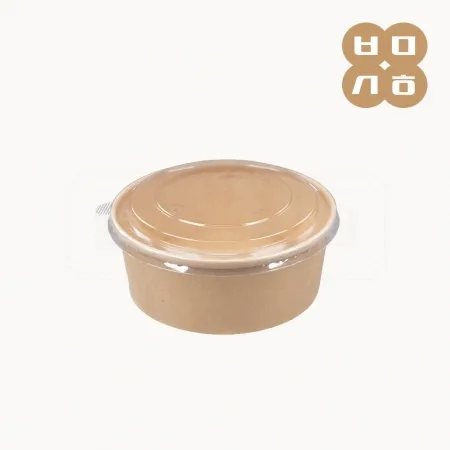 [LD]일회용 원형 크라프트 종이용기 RC-1100ml 300개 세트 [몸통+뚜껑]