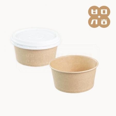 [샘플] PT 종이용기 내추럴크라프트(520cc) 1개