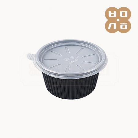 [EL]일회용 PP 국물용기 주름형 105파이 중(흑색) 반투명뚜껑 1000개 세트 [합포장]
