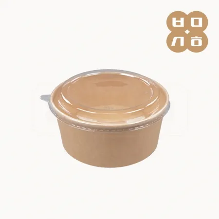 [LD]일회용 원형 크라프트 종이용기 RC-1500ml 300개 세트 [몸통+뚜껑]