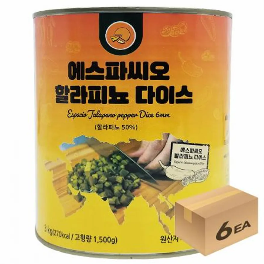 1박스) 에스파씨오 할라피뇨 6mm 다이스 3kg x 6개입 이미지