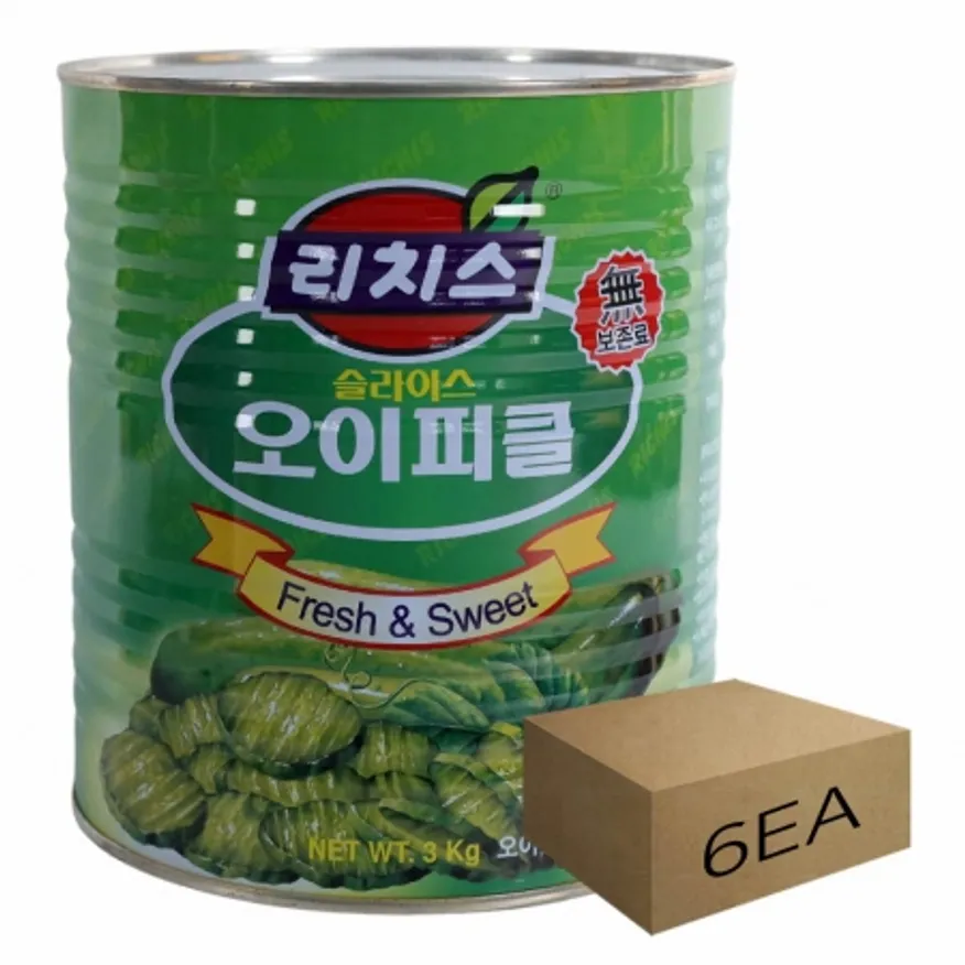 1박스) 리치스 오이피클 슬라이스 3kg x 6개입 이미지