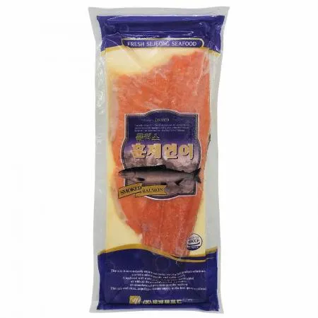 세정씨푸드 냉동 업소용 대용량 훈제연어 홀 중량 1kg 이상