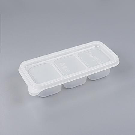 [BF-1407] 일회용 3칸 반찬용기 소스용기 반투명 1000개세트 [몸통+뚜껑]