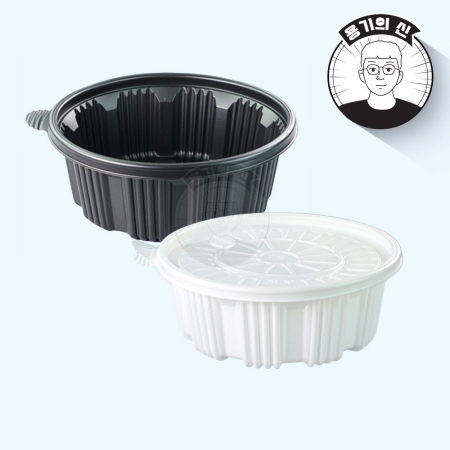 [JH] 일회용 225파이 탕용기 신형 소 흑색 200개세트[몸통+뚜껑]