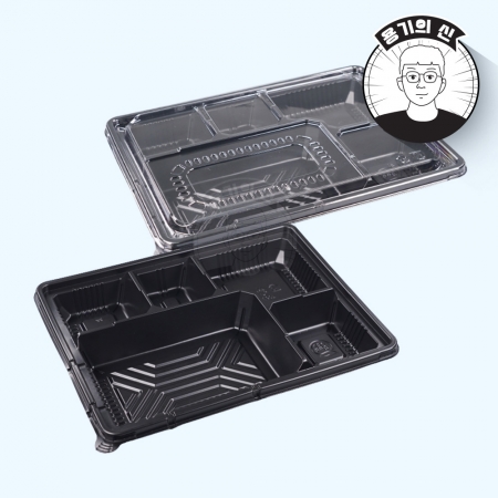 [JH-0807] 도시락용기 5칸 흑색 200개세트[합포장]