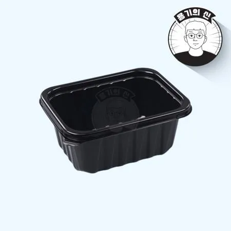 일회용 사각 반찬포장 죽용기 BK-400ml (흑색) 600개세트(몸+뚜)