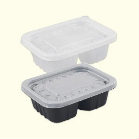 [EH] PP 사각반죽용기 300ml 3칸(흑색) 600개세트(몸통+뚜껑)