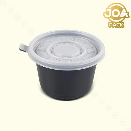 PP 125파이 대 흑색 BU 반찬용기 600개세트 (몸통+뚜껑)
