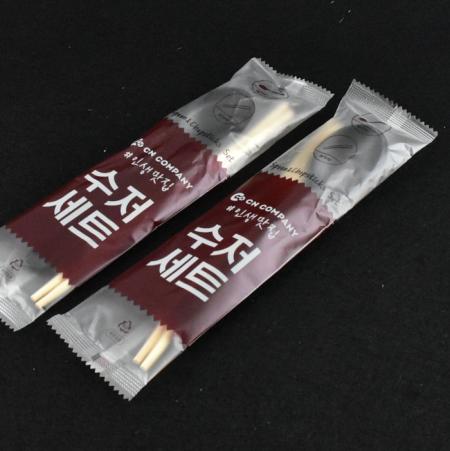 일회용 수저세트 인생맛집2종(검정수저+젓가락) 500세트