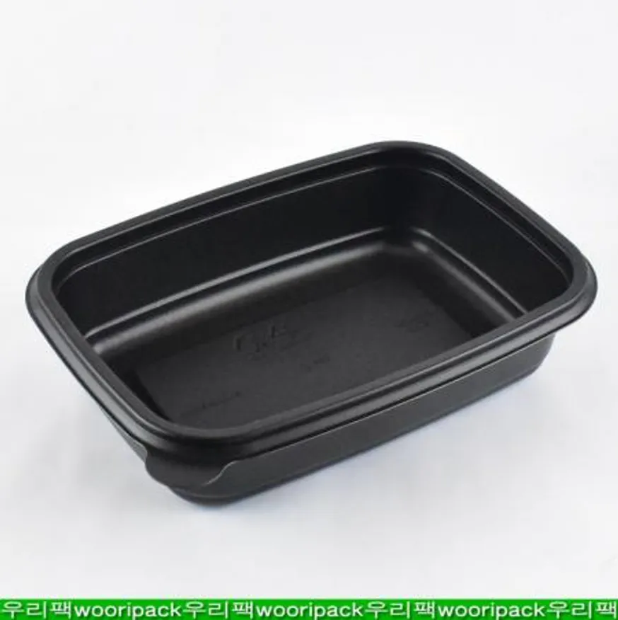 블랙죽용기 일회용죽용기 JH-사각죽(소)검정용기+뚜껑 100세트 이미지