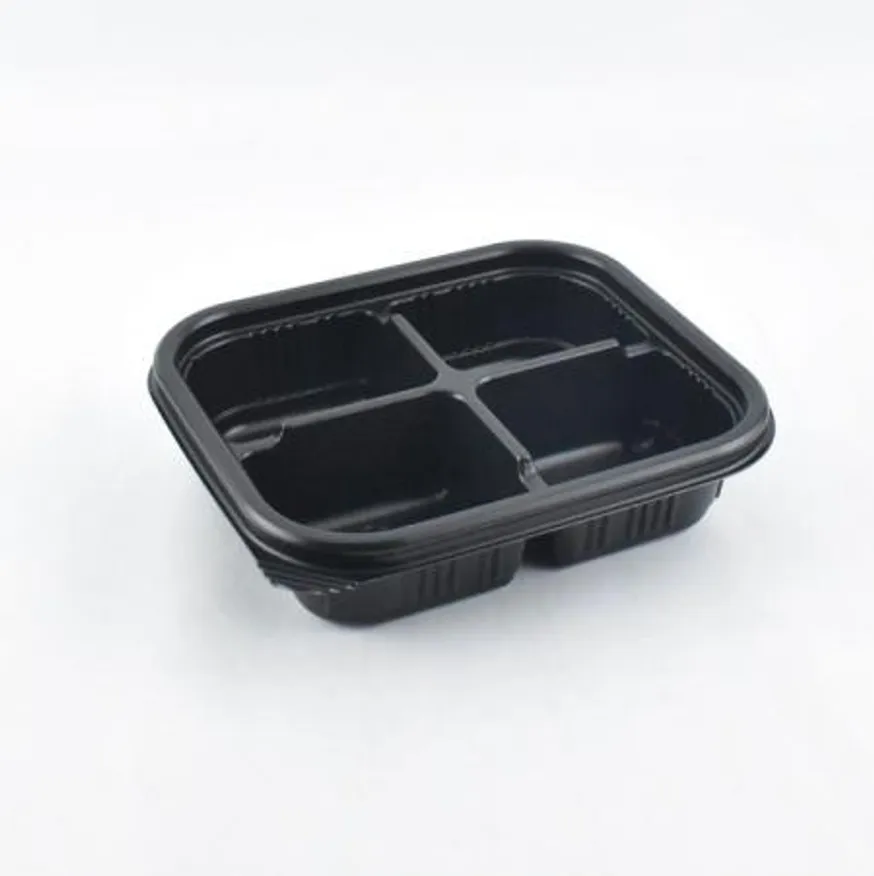 검정4칸반찬용기 SW-4칸(블랙) 100세트(투명뚜껑포함) 이미지