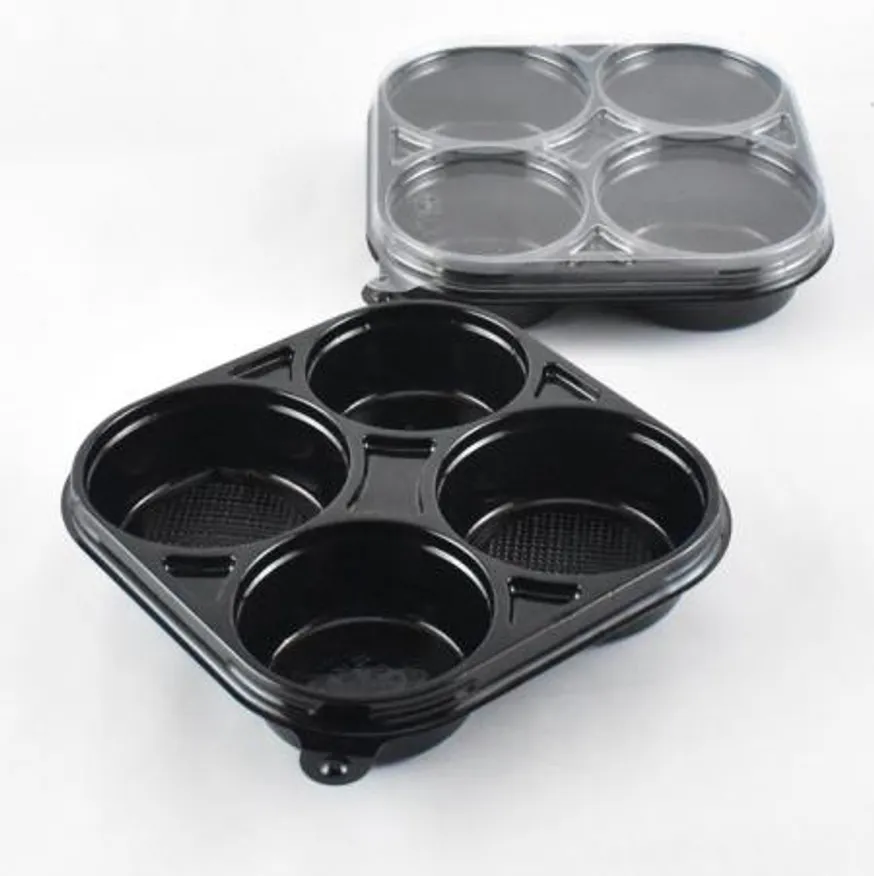 4구소스용기 DH-4칸반찬용기 블랙 400세트 이미지