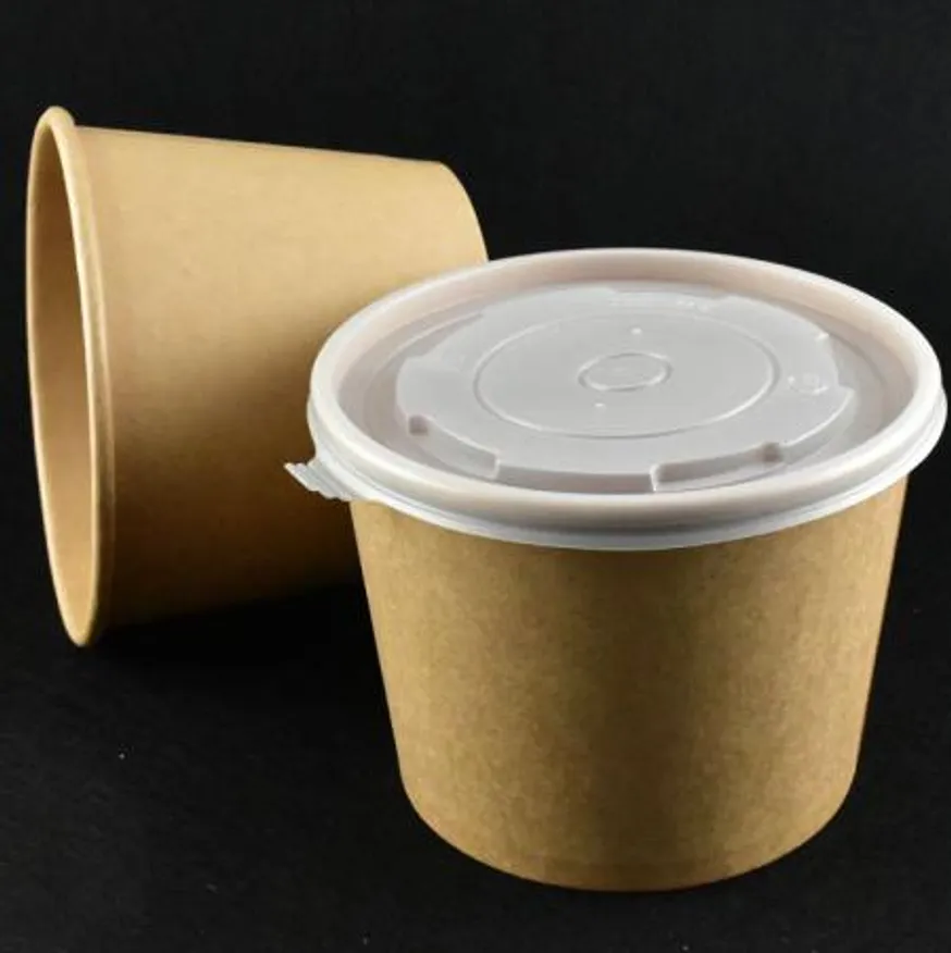 종이그릇 덮밥포장 라면용기 1000종이용기(크라프트) 100세트(SW1000뚜껑포함) 이미지