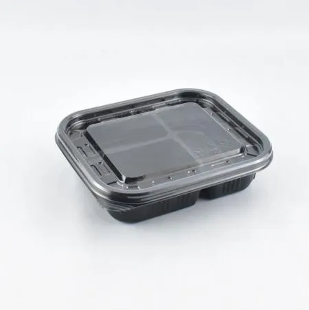 3칸반찬용기 SW-3칸(블랙) 100세트(투명뚜껑포함)