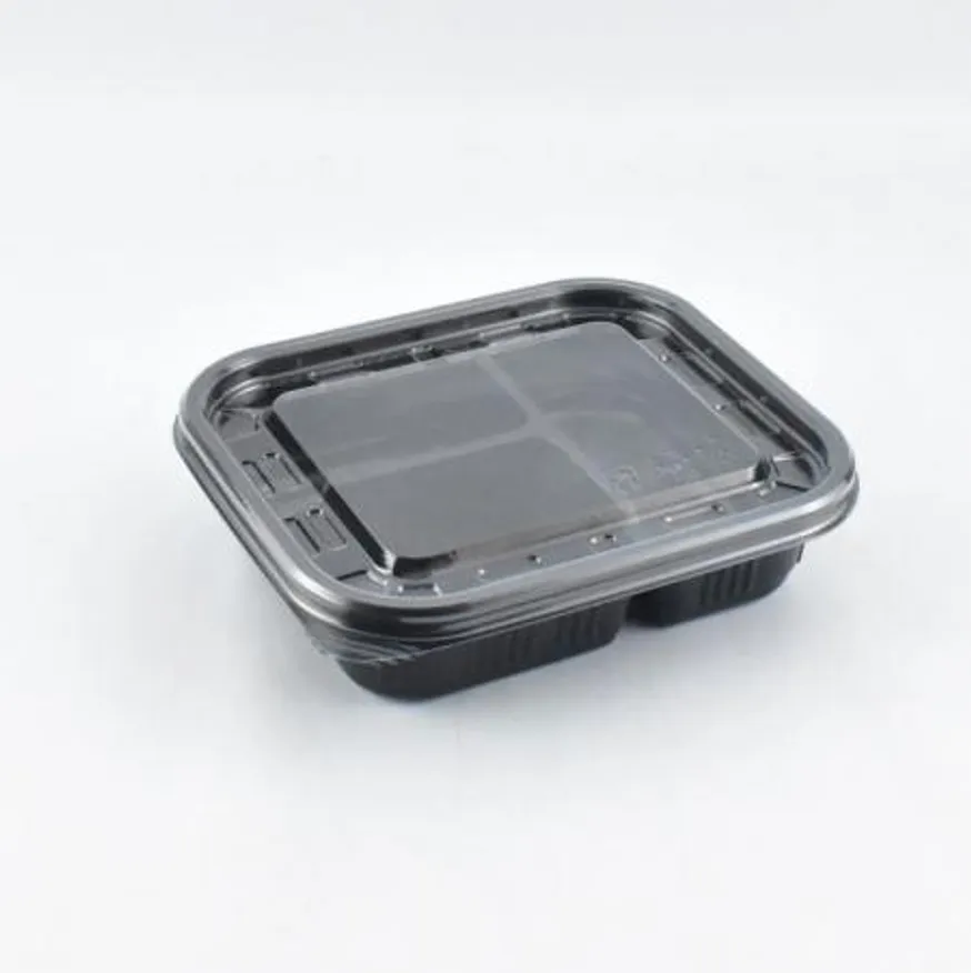 3칸반찬용기 SW-3칸(블랙) 100세트(투명뚜껑포함) 이미지
