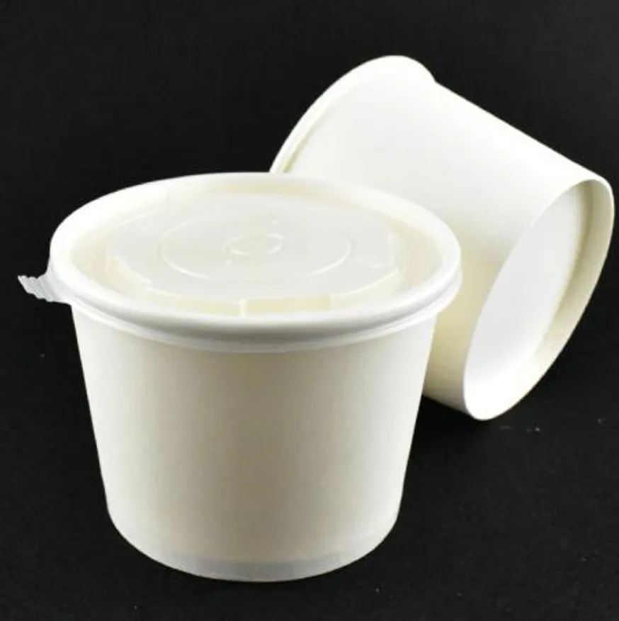 일회용종이용기 덮밥포장 분식포장 1000종이용기(백색) 100세트(SW1000뚜껑포함) 이미지