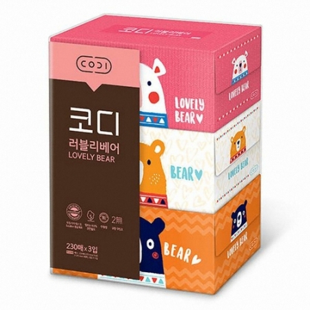 코디 러블리베어사각티슈 230매*3입