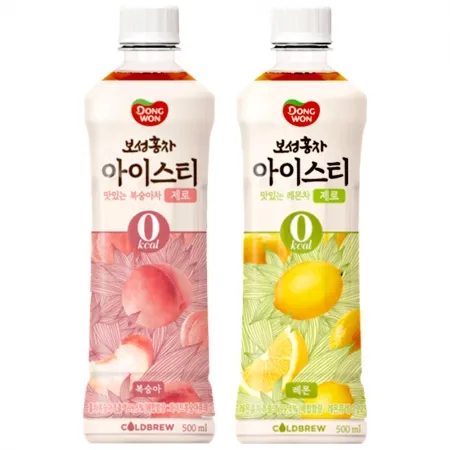 동원 보성홍차 아이스티 복숭아 500ml 6개+레몬 500ml 6개