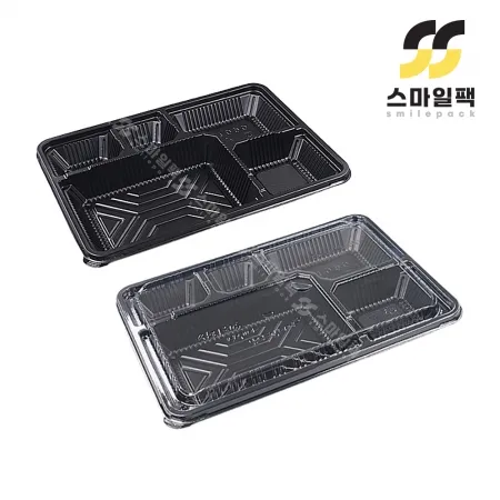 [JH-0601] 일회용 5칸 도시락용기 흑색 200개세트[합포장]