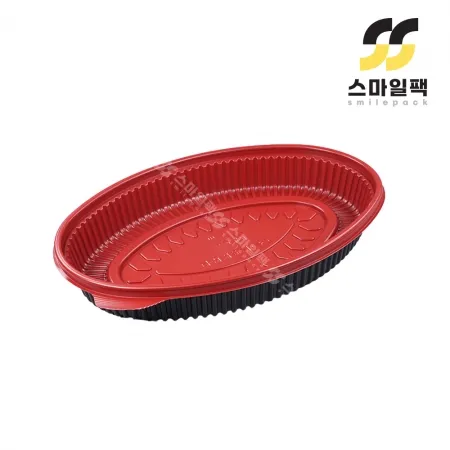 [JH] 일회용 타원찜용기 소 투톤 100개세트[몸통+원색뚜껑]