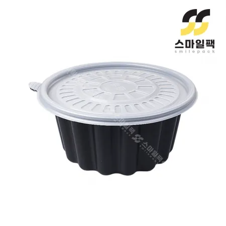 [JH] 일회용 195파이 냉면용기 구형 대 흑색 200개세트(합포장)