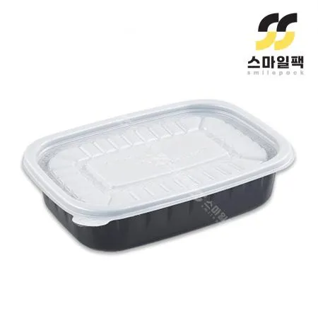 [JH] 일회용 사각 PP 신형죽용기 소 흑색 500개세트[몸통+뚜껑]