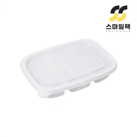 [BFP]사각죽용기 3칸(반투명) 500개세트[몸통+뚜껑] 이미지