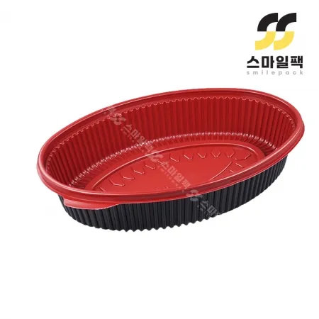 [JH] 일회용 타원찜용기 중 투톤 100개세트[몸통+원색뚜껑]