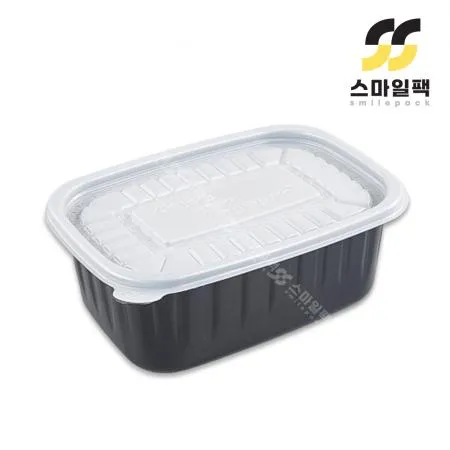 [JH] 신형 사각 PP죽용기 특대 흑색 500개세트[몸통+뚜껑]