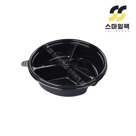 [JH] 일회용 150파이 3칸 반찬용기 흑색 400개세트[몸통+뚜껑]