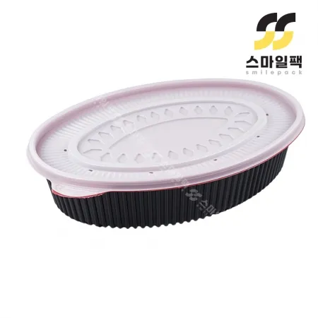 [JH] 일회용 타원찜용기 대 투톤 100개세트[몸통+원색뚜껑]