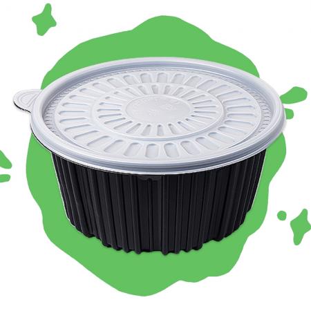 ★[특가★[FP]220파이 탕용기 중(흑색)200개세트[몸통+뚜껑]