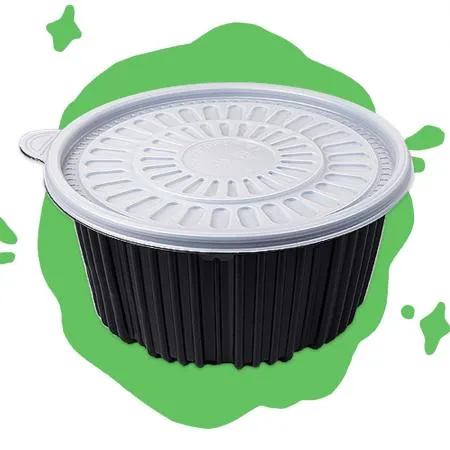 ★[특가★[FP]220파이 탕용기 중(흑색)200개세트[몸통+뚜껑]