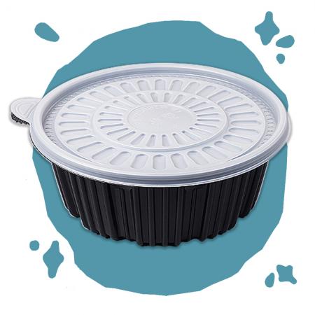 ★[특가★[FP]220파이 탕용기 소(흑색)200개세트[몸통+뚜껑]