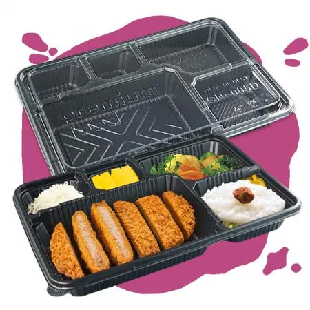 [CN]5칸 돈가스용기(CN-005D/흑색) 200개세트 (합포장)