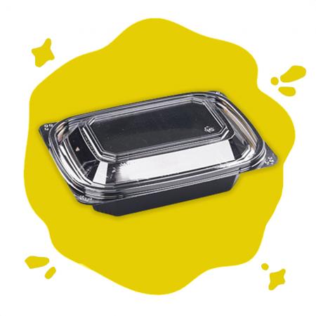 [BK] 일회용 반찬용기 D-002 흑색 1000개세트(몸통+뚜껑)