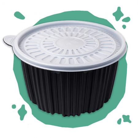 ★[특가★[FP]220파이 탕용기 대(흑색)200개세트[몸통+뚜껑]