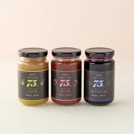 잼민트 75% 고함량 무첨가 저당 과일잼 3종(딸기잼, 블루베리잼, 사과잼) 각 270g 이미지